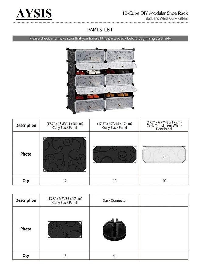 AYSIS International Quality DIY Shoe Rack Organizer/Multi-Purpose Plastic 10 Layers Portable And Folding Shoe Rack (Black) - Image 4