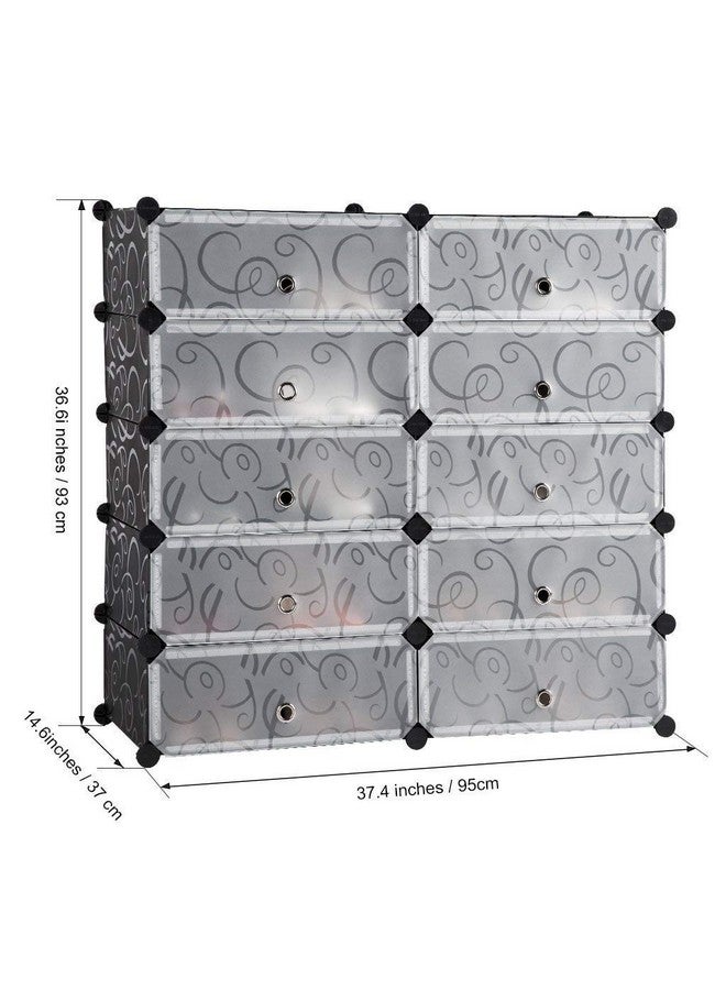 AYSIS International Quality DIY Shoe Rack Organizer/Multi-Purpose Plastic 10 Layers Portable And Folding Shoe Rack (Black) - Image 3