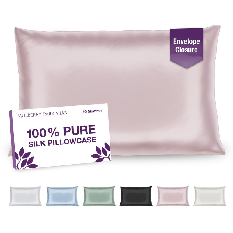 غطاء وسادة من حرير التوت 100% 19 مومي درجة 6A إغلاق مظروف عميق وردي 20 × 36