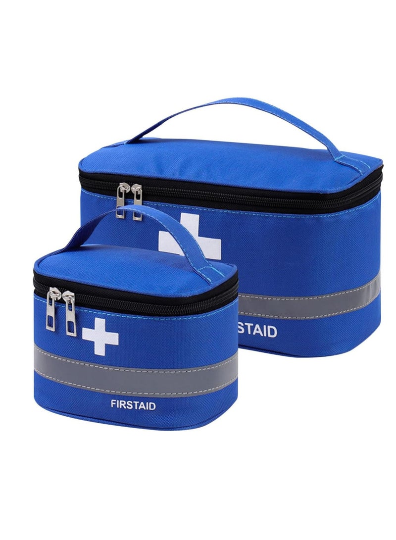 SYOSI 2 Pieces First Aid Kit Bags, Empty Medicine Bags, First Aid Bag Portable Medical Medicine Bags for Outdoor Camping, Travel, Work (Blue) - Image 1