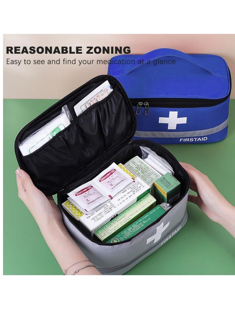SYOSI 2 Pieces First Aid Kit Bags, Empty Medicine Bags, First Aid Bag Portable Medical Medicine Bags for Outdoor Camping, Travel, Work (Blue) - Image 3