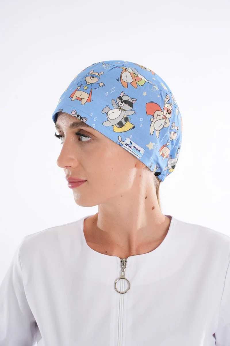 Nur Medikal Giyim Nur Medical Clothing Masked Cat Patterned Doctor - Nurse - Hospital - Surgery - Bonnet