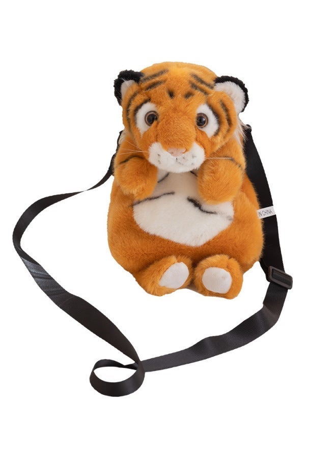 حقيبة ظهر بتصميم نمر كرتوني واقعي - حقيبة أطفال حمل جانبي ومشابك للكتف، حقيبة حيوانات لطيفة بموضوع حديقة الحيوان، هدية مثالية - Image 1