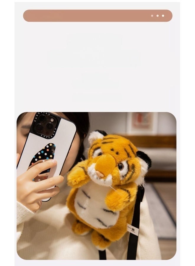 حقيبة ظهر بتصميم نمر كرتوني واقعي - حقيبة أطفال حمل جانبي ومشابك للكتف، حقيبة حيوانات لطيفة بموضوع حديقة الحيوان، هدية مثالية - Image 5