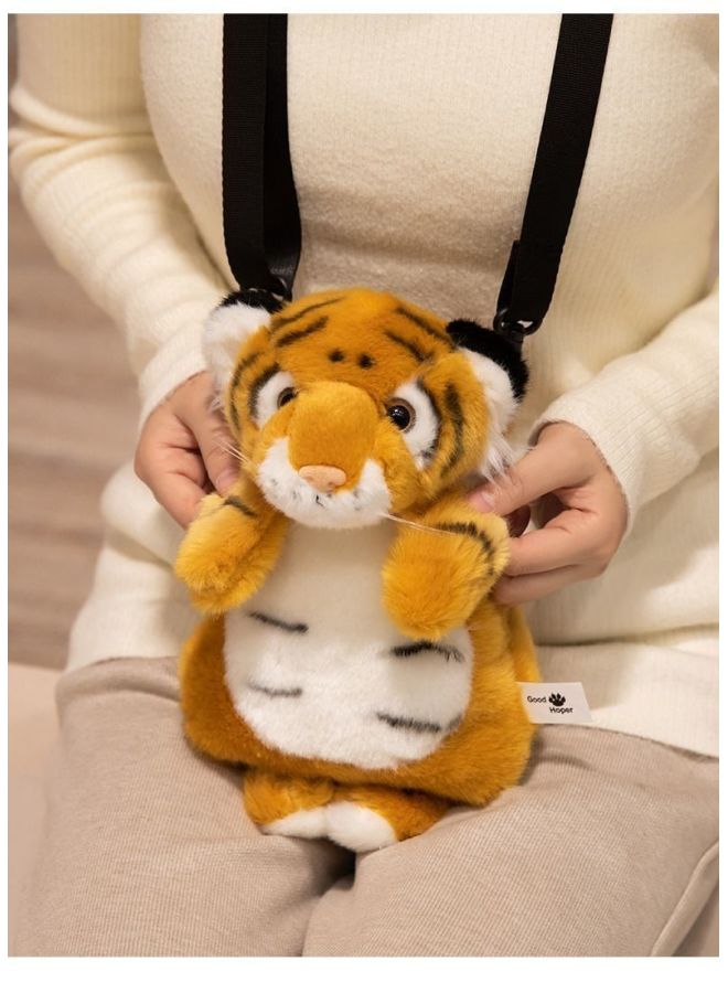 حقيبة ظهر بتصميم نمر كرتوني واقعي - حقيبة أطفال حمل جانبي ومشابك للكتف، حقيبة حيوانات لطيفة بموضوع حديقة الحيوان، هدية مثالية - Image 3