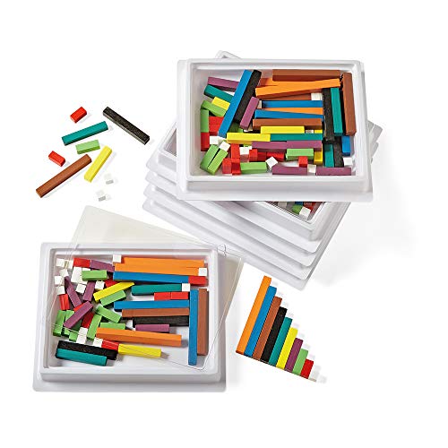 hand2mind Wooden Cuisenaire Rods with Trays, Math Manipulatives, Montessori Math Rods, Math Counters, Math Blocks, Counting Blocks, Montessori Math, Fraction Bars, Number Rods (Set of 6) - Image 1