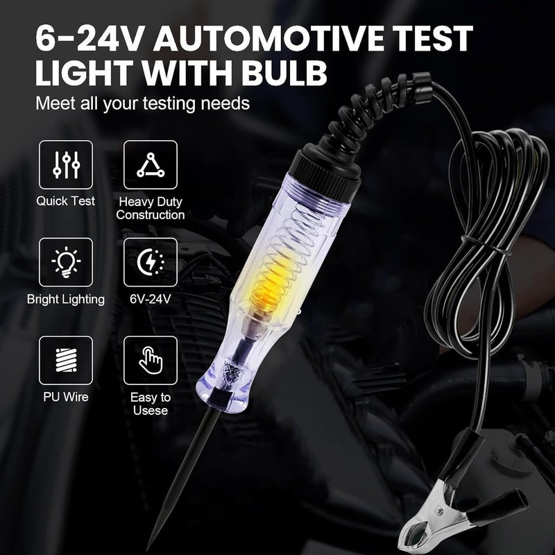 Voleleo Test Light Automotive,Circuit Tester 6V-12V-24V Car Electrical Pen with Alligator Clip Long Stainless Probe,Dual Color Continuity Voltage Fuse Polarity Indicator for Sedan, SUV,RV and Truck - Image 5