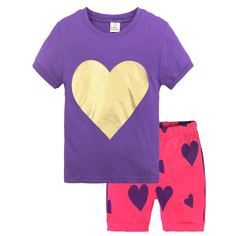 Summer Children'S Short-Sleeved Suit Boys' Cotton Homewear Boys And Girls Baby Pajamas Children'S Outwear - Image 1