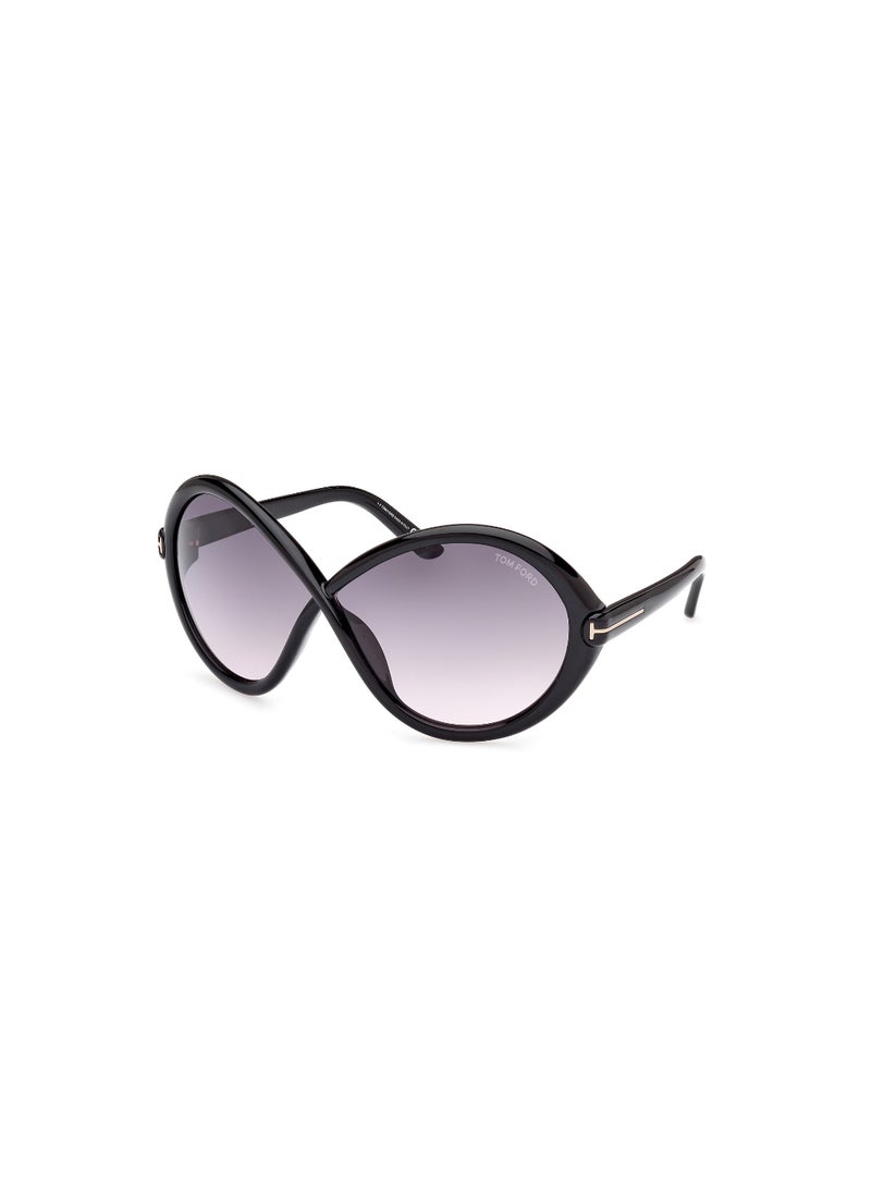 TOM FORD Women's Butterfly Shape  Sunglasses FT107001B68 Lens Size: 68 Millimeter - Shiny Black - Image 1