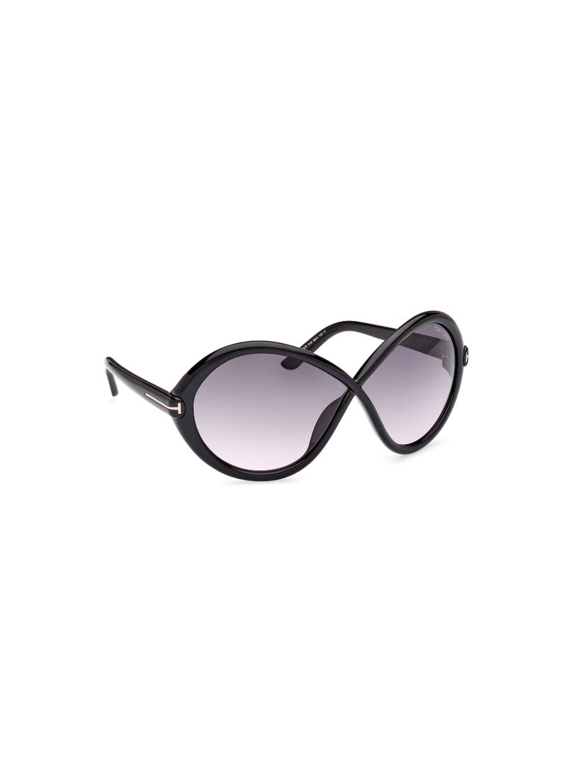 TOM FORD Women's Butterfly Shape  Sunglasses FT107001B68 Lens Size: 68 Millimeter - Shiny Black - Image 3