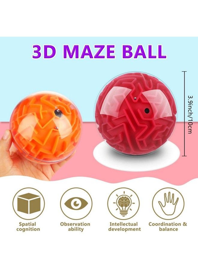 Sumind - 4 Pieces 3D Maze Ball Maze Puzzle Ball Magic Brain Teasers Games Sphere Educational Puzzle Toys Maze Puzzle Cube Ball For Adults And Students Teens And Hard Challenges Game Lover - Image 1