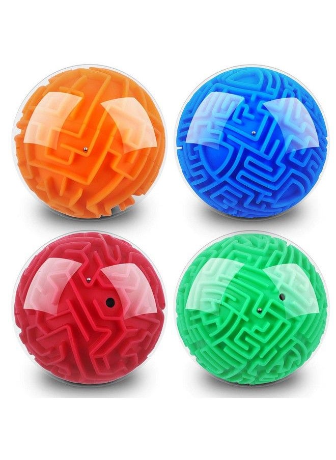 Sumind - 4 Pieces 3D Maze Ball Maze Puzzle Ball Magic Brain Teasers Games Sphere Educational Puzzle Toys Maze Puzzle Cube Ball For Adults And Students Teens And Hard Challenges Game Lover - Image 1