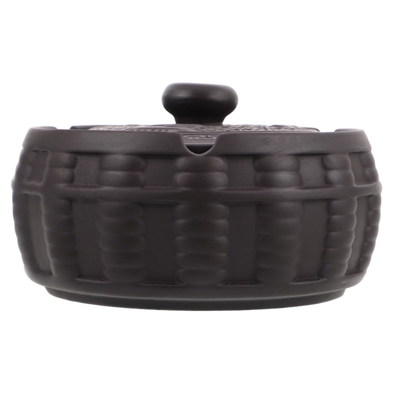Vintage Purple Clay Ceramic Ashtray with Lid Windproof Desktop Ash Holder for Home Office Outdoor - Image 2