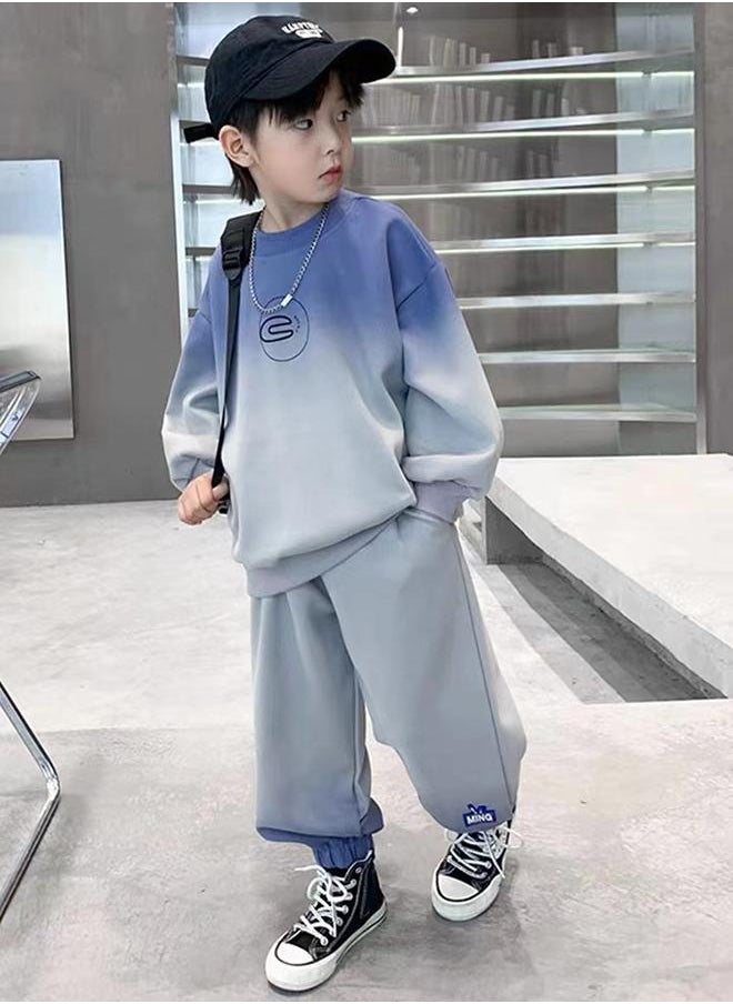 babyqlo Blue Ombre Sweatshirt and Jogger Set for Boys  - Image 1