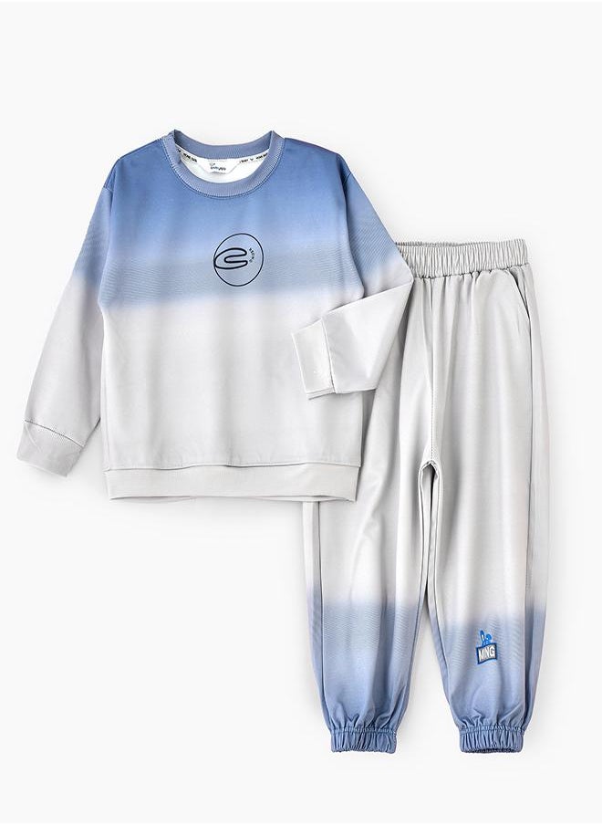 babyqlo Blue Ombre Sweatshirt and Jogger Set for Boys  - Image 2