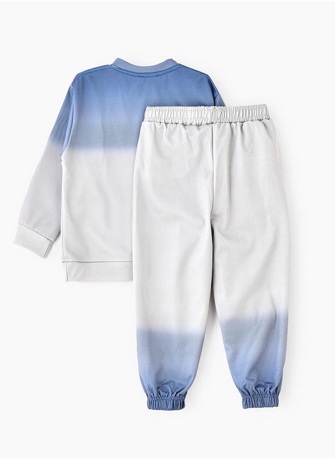 babyqlo Blue Ombre Sweatshirt and Jogger Set for Boys  - Image 4