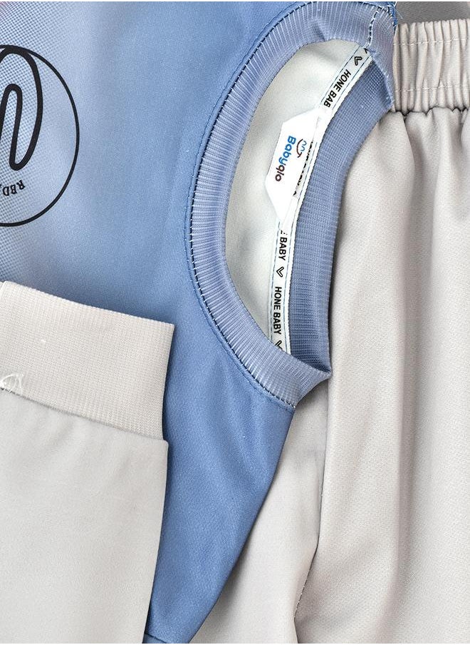 babyqlo Blue Ombre Sweatshirt and Jogger Set for Boys  - Image 5