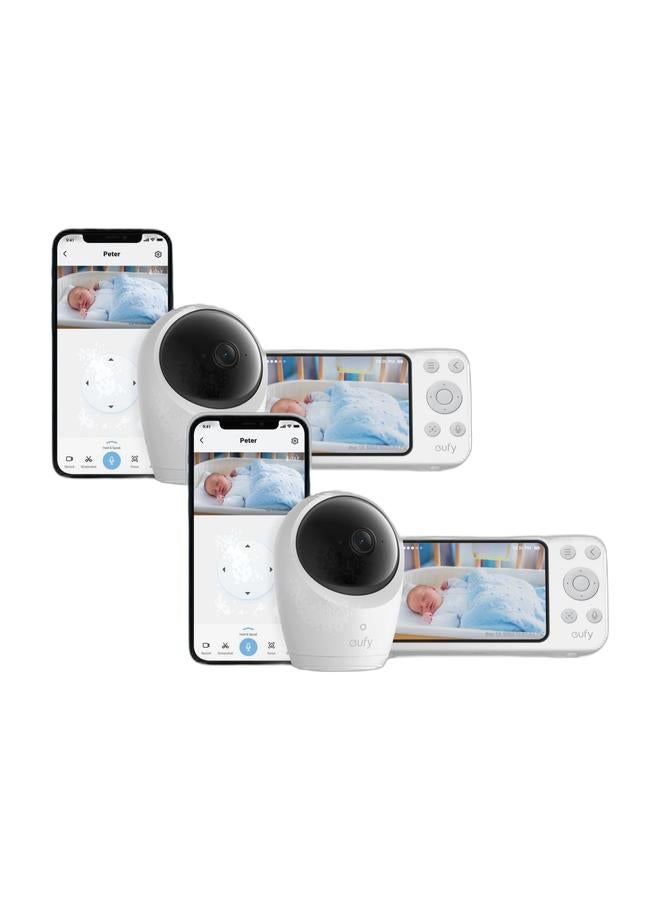 eufy Baby Monitor E21 with 4K Camera, Hybrid Wi-Fi and No Wi-Fi Connection, App and Monitor Control, Ultra-Clear Night View, Pan-Tilt, 8× Zoom, Portable Camera with Built-In Battery, ANR, Smart Alerts Bundle