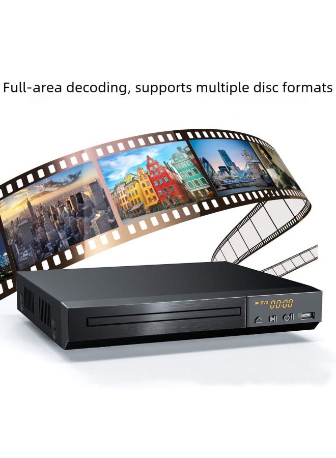 High-definition Mini Vcd Dvd Player Home Use Digital Computer Portable Dvd Player Compact Disc-Body Color:Black With HD Line (US Standard)