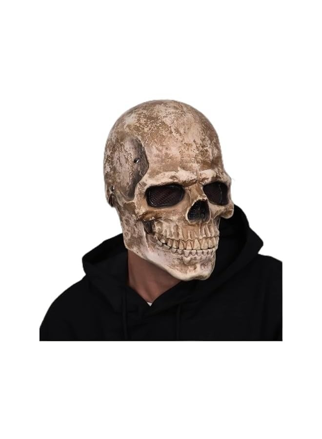 Loquat Creepy Full Head Skull Mask with Moving Jaw  Scary Latex Helmet for Cosplay Party Props  - Image 1