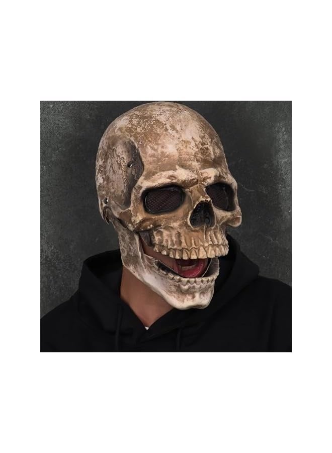 Loquat Creepy Full Head Skull Mask with Moving Jaw  Scary Latex Helmet for Cosplay Party Props  - Image 5