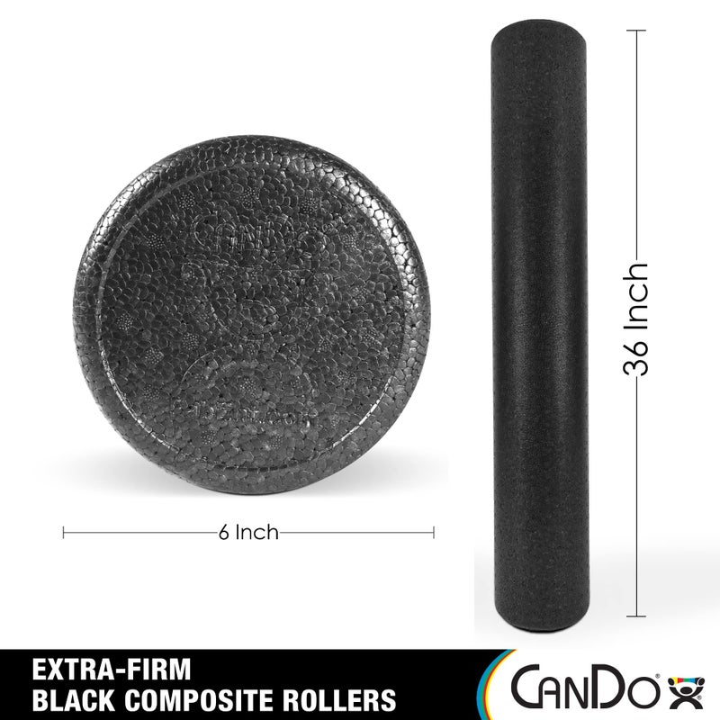 CanDo Black Composite High-Density Foam Rollers for Muscle Restoration Massage Therapy Sport Recovery and Physical Therapy 6" x 36" Round - Image 2
