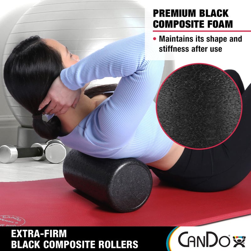 CanDo Black Composite High-Density Foam Rollers for Muscle Restoration Massage Therapy Sport Recovery and Physical Therapy 6" x 36" Round - Image 5