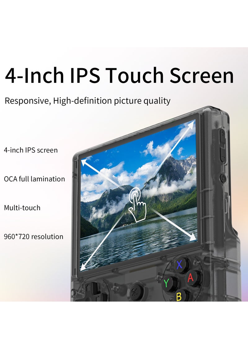 ANBERNIC  - ANBERNIC RG406V Handheld Game Console Unisoc T820 Android 13 4-inch IPS multi-touch screen 5500mAh 5G WIFI Bluetooth Retro Video Players (Black Transparent 256G) - Image 1