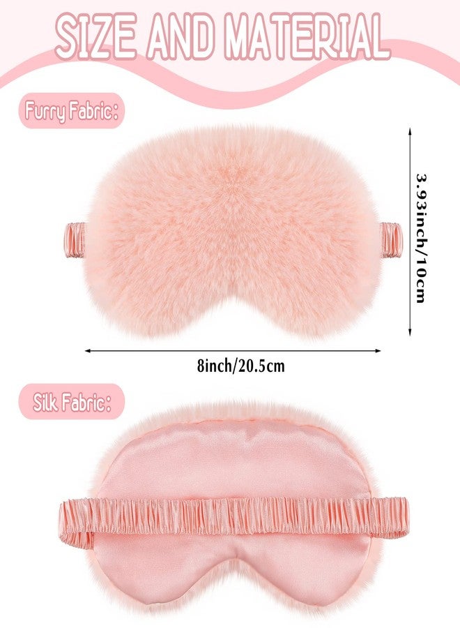 Geyoga 4 Pieces Plush Eye Mask Silk Furry Sleep Masks Comfortable Blindfold Eye Cover Colorful Satin Night Eyeshade Cover for Women Men Sleep Travel Nap Sleeping (Elegant Colors, Solid - Image 2