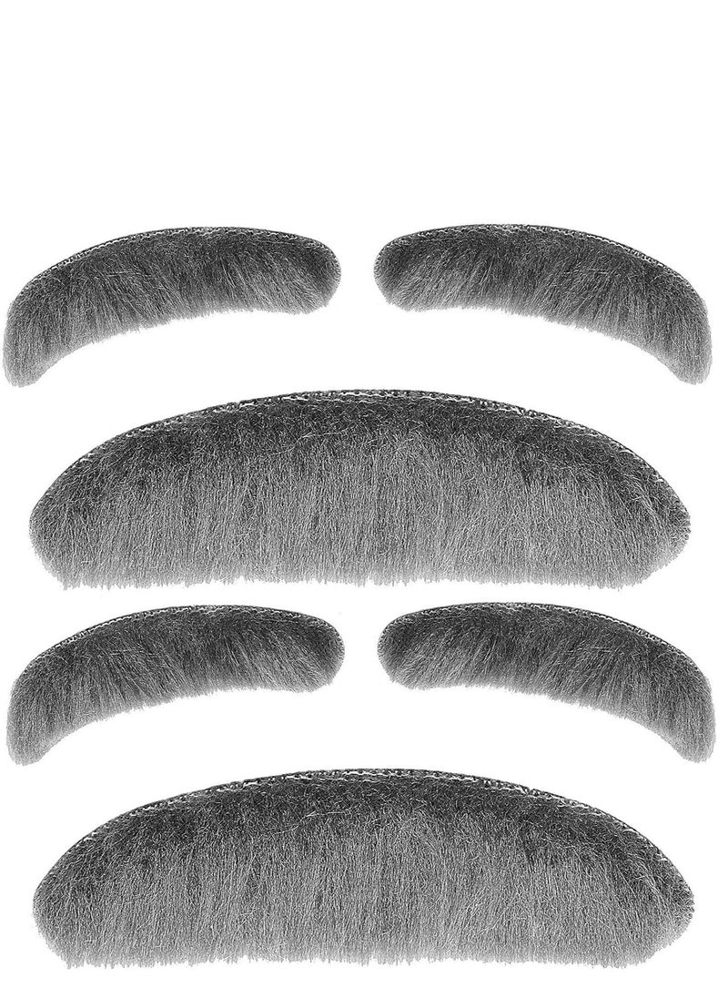 2 pack Old Man Facial Hair Costume Old Man Gray Moustache and Eyebrows Set Stick on Mustache and Eyebrows for Men Women and Children 100th Day of School Party Carnival Pretend Play Stage Props - Image 1