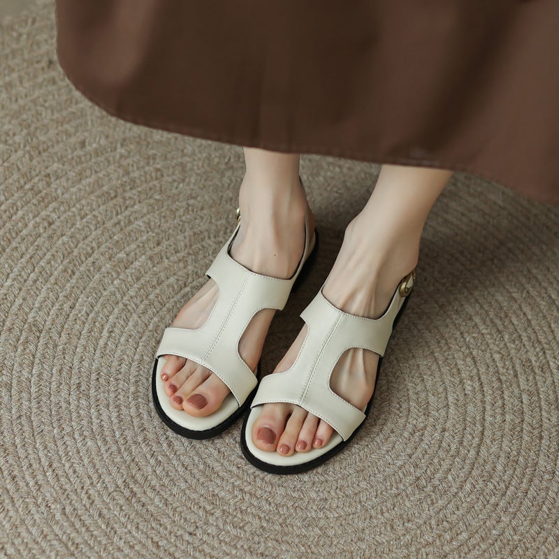 Dropshopping New 2022 Summer Viscose Shoes 31-43 Round Head Breathable Sandals With Low Top - Image 2