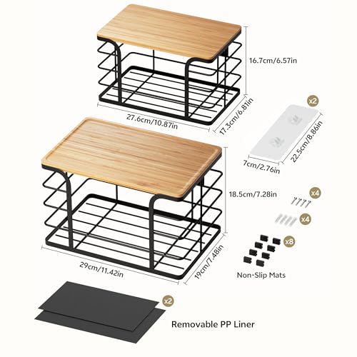 Stylstoreazy 2 Pack Potato and Onion Storage Bin,Stackable Pantry Organizers and Storage with PP Liner and Bamboo Top,Kitchen Storage Organization Counter Basket for Fruits,Produce,Vegetable, Black - Image 3