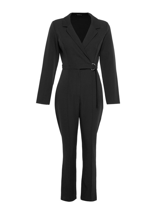 trendyol - Black Belted Woven Jumpsuit with Double Breasted Collar TWOAW24TU00024 - Image 1
