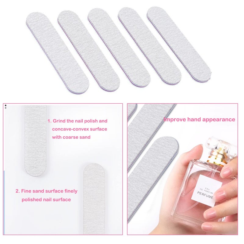 Mini Nail Files: 9.2CM Grey Double-Sided - Reusable Nail Buffers for Home Manicure Pedicure Nail Care - Image 4