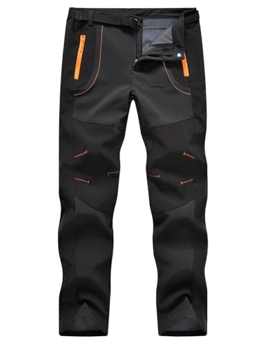 TBMPOY Men's Snow Ski Hiking Pants Waterproof Winter Fleece Lined Pants Camping Skiing Ice Fishing Pants with Belt 02 Thick Dark Grey 3XL - Image 1