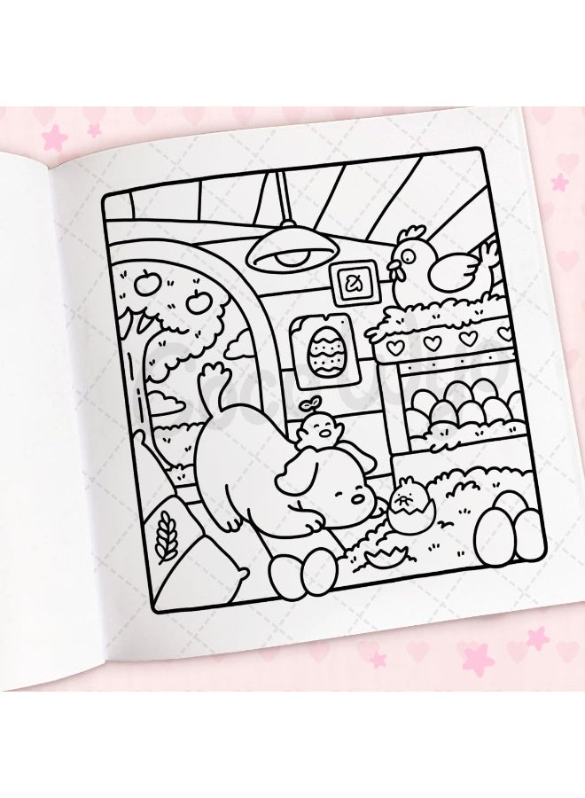 Cozy Cuties: Relaxing Coloring Book for Adults, Kids & Teens | Stress Relief Art Therapy with Adorable Cozy Spaces Designs | Family Bonding Activity - Image 3