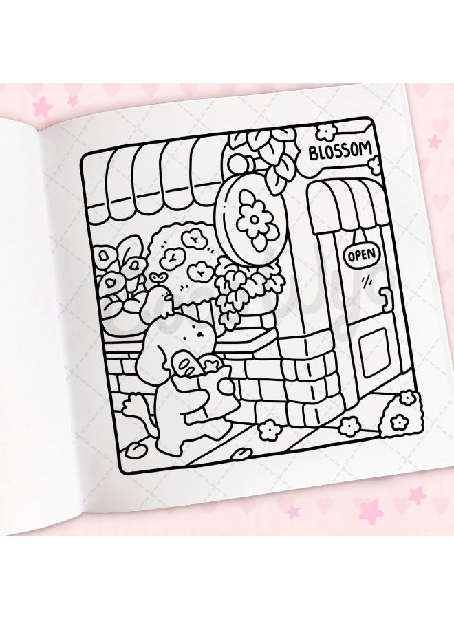 Cozy Cuties: Relaxing Coloring Book for Adults, Kids & Teens | Stress Relief Art Therapy with Adorable Cozy Spaces Designs | Family Bonding Activity - Image 5