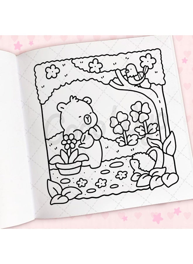 Cozy Cuties: Relaxing Coloring Book for Adults, Kids & Teens | Stress Relief Art Therapy with Adorable Cozy Spaces Designs | Family Bonding Activity - Image 2