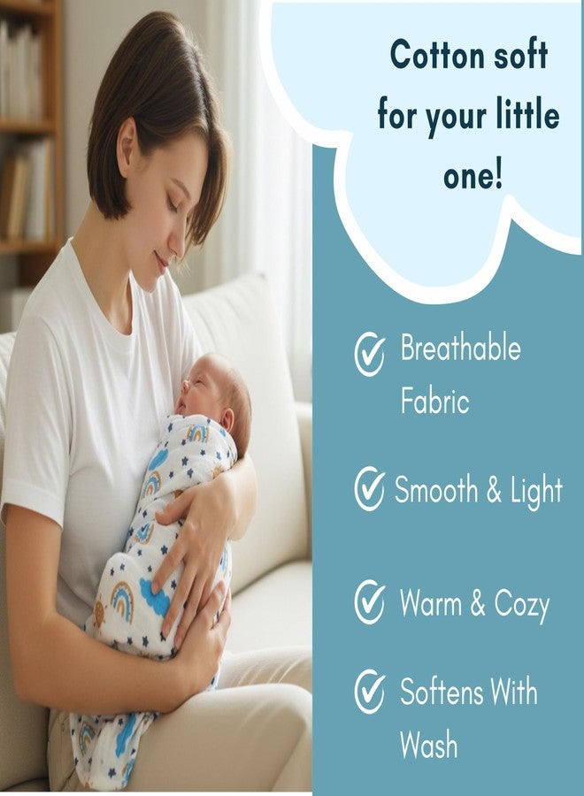 Comfy Cheeks طقم لفافة أطفال من الموسلين القطني 100% من كومفي تشيكس (عبوة من قطعة واحدة) | لفافة مولمول كبيرة جدًا 115 × 100 سم للأطفال حديثي الولادة حتى 18 شهرًا - Image 4
