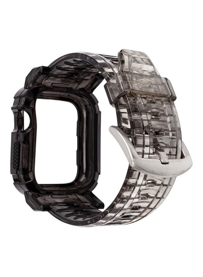 NIBEMINENT Integrated Case Watch Strap For Apple Series 7 45mm/6 & Se 5 4 44mm/3 2 1 42mm Black Through  - Image 1