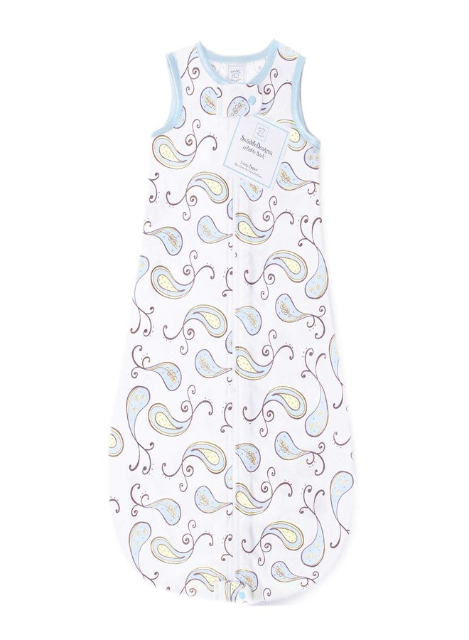 SwaddleDesigns Cotton Flannel Sleeping Sack, Sleeveless Wearable Blanket with 2-Way Zipper, Made in USA, Pastel Blue Paisley, 6-12 Months - Image 1
