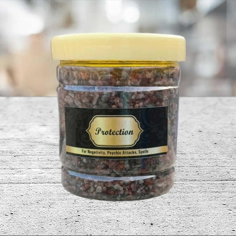 Merlins Protection Ritual Bath Salt For Cleansing  Magickal  Banish Negativity  Evil Eye Protection  Metaphysical  Meditation  Wiccan  Qty1200gms Protection Bath Salt Hexa Glass Jar - Image 1