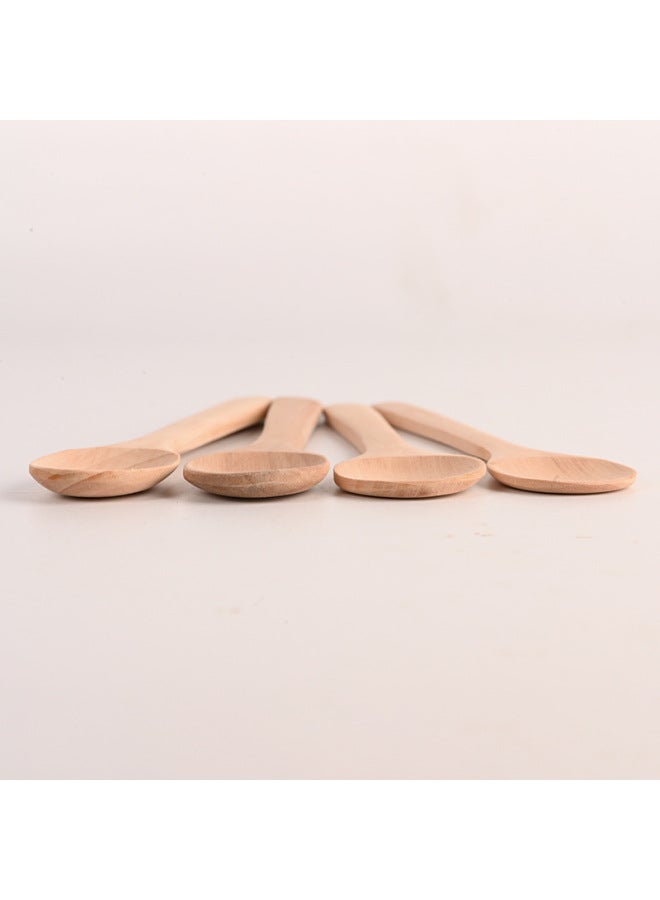 Round Head Unpainted Lotus Wooden Spoon Japanese And Korean Children Small Size Solid Wood Spoon Soup Spoon Mini Coffee Spoon Wholesale-Specifications:Lotus Round Spoon 17*3.4cm  - Image 4