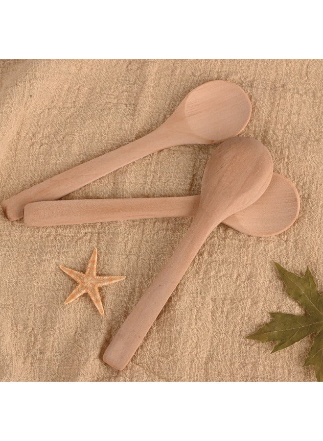 Round Head Unpainted Lotus Wooden Spoon Japanese And Korean Children Small Size Solid Wood Spoon Soup Spoon Mini Coffee Spoon Wholesale-Specifications:Lotus Round Spoon 17*3.4cm  - Image 2