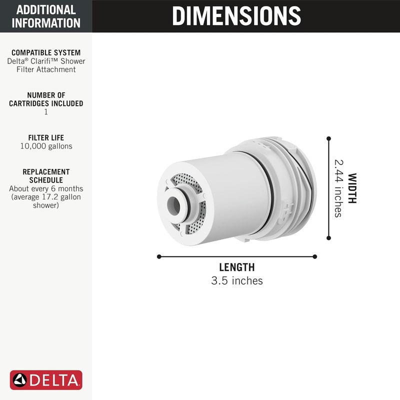Delta Faucet Clarifi Replacement Shower Filter Cartridge I Hard Water Softner I Overhead Shower Filter I Wall Mount Showerhead Filter I For BorewellTanker Water I 7RC100 - Image 4
