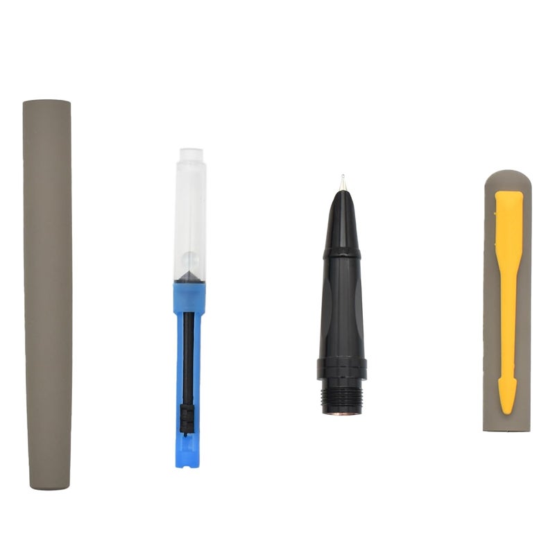 BUZZ COOL Fountain Pen With Converter Pump | Grey Body, Yellow Clip Metal Fountain Pen with Fine Nib(0.5mm) | Zero Ink Leakage Smooth Writing Pen - Image 4
