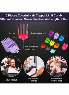 SYOSI Colorful Hair Clipper Limit Comb Guide Attachment Cutting Guide Comb Replacement with Cleaning Brush and Hairdressing Styling Comb Compatible with Wahl Clippers and Trimmer Comb  - Image 2