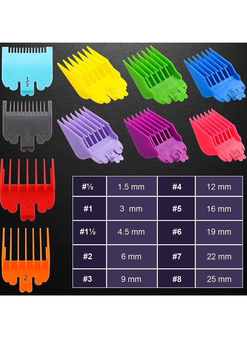 SYOSI - Colorful Hair Clipper Limit Comb Guide Attachment Cutting Guide Comb Replacement with Cleaning Brush and Hairdressing Styling Comb Compatible with Wahl Clippers and Trimmer Comb - Image 1