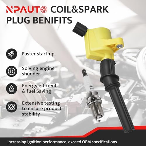 NPAUTO Ignition Coil Pack Spark Plugs Compatible with Ford 4.6L 5.4L V8 F-150 F-250 Expedition Crown Victoria Mustang Lincoln Town Car Mercury Explorer E-150 E-250 1997 1998 1999 2000 2001 2002 2003, DG508 - Image 2
