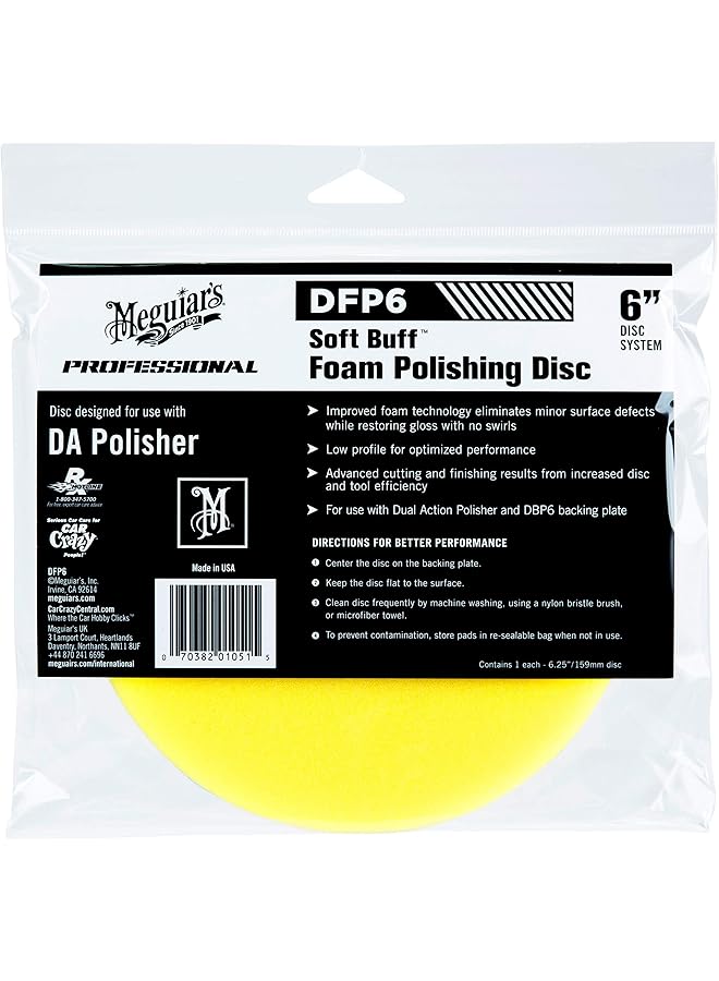Meguiar's Dfp6 6" Da Foam Polishing Disc - Dual Action Polishing Pad Enhances High Gloss - Image 1